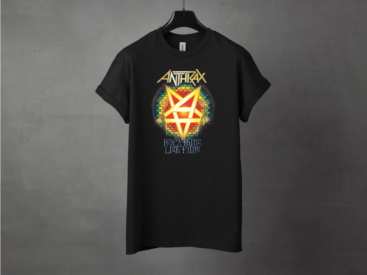 Anthrax Breathing Lightning Premium Metal Tee - Asphalt Jungle Co
