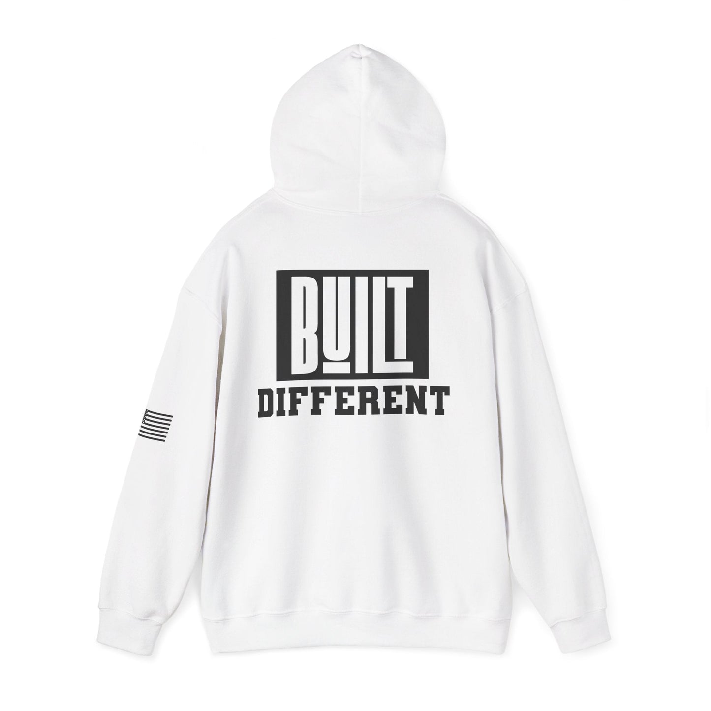 Built Different Premium Hoodie With American Flag - Asphalt Jungle Co
