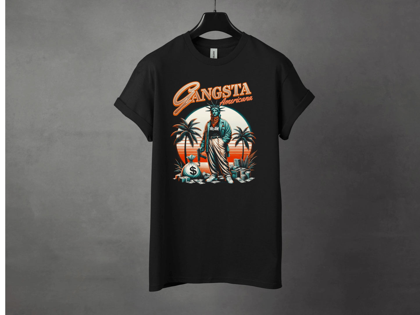 Gangsta Americana Premium Streetwear Tee - Asphalt Jungle Co