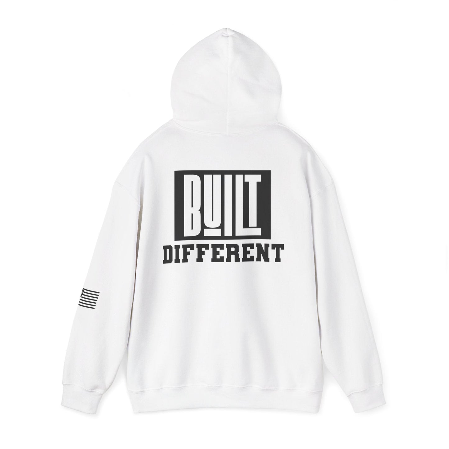 Built Different Premium Hoodie With American Flag - Asphalt Jungle Co