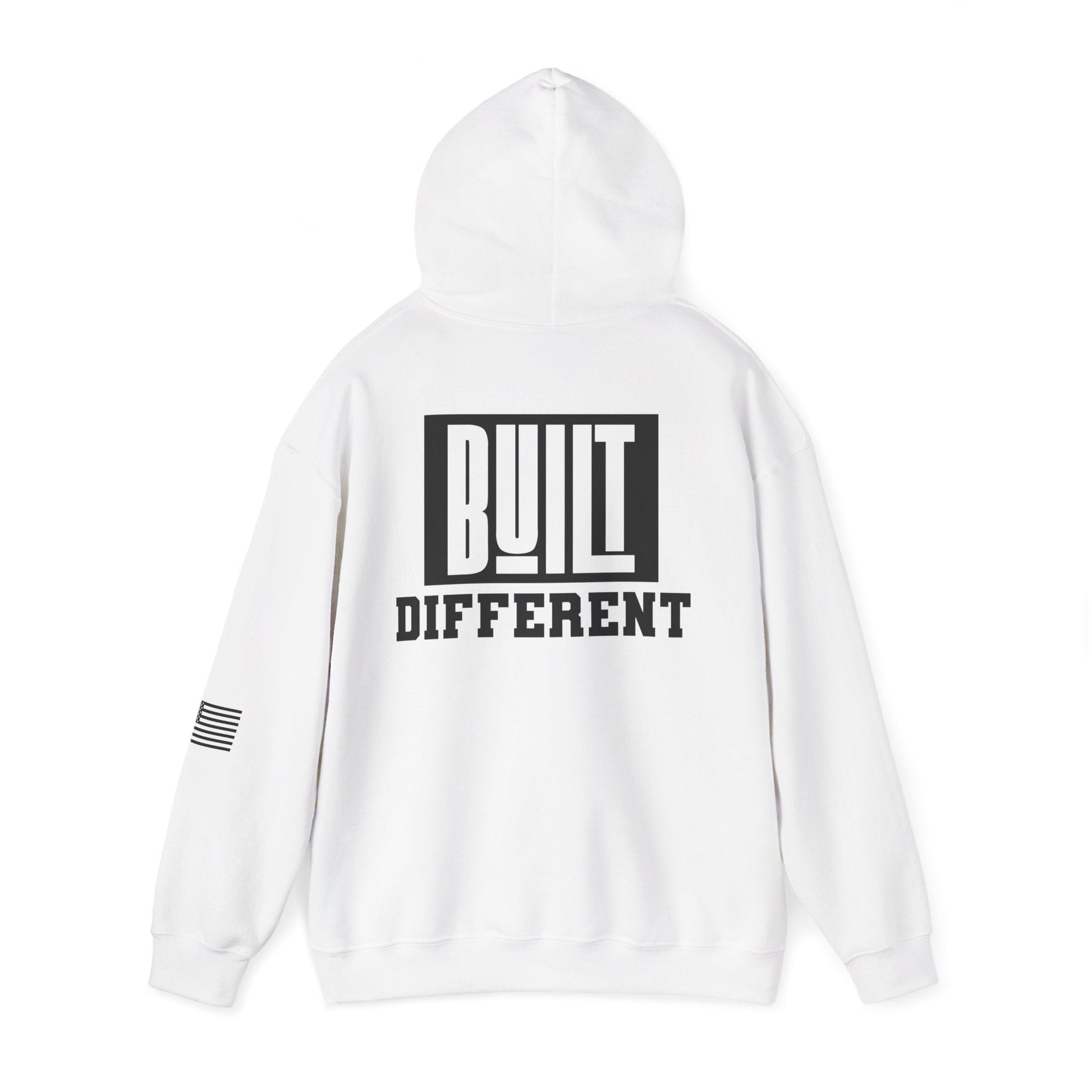 Built Different Premium Hoodie With American Flag - Asphalt Jungle Co