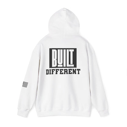Built Different Premium Hoodie With American Flag - Asphalt Jungle Co