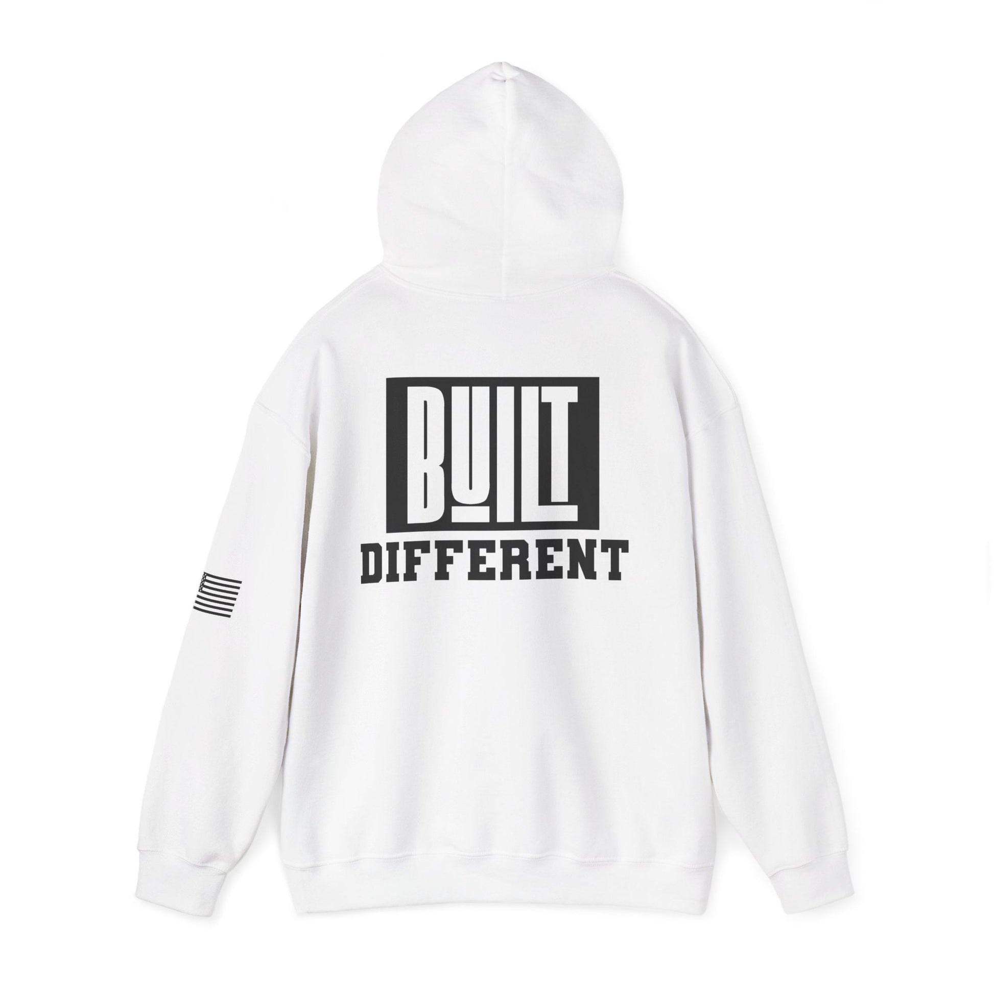 Built Different Premium Hoodie With American Flag - Asphalt Jungle Co