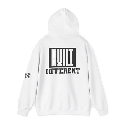 Built Different Premium Hoodie With American Flag - Asphalt Jungle Co