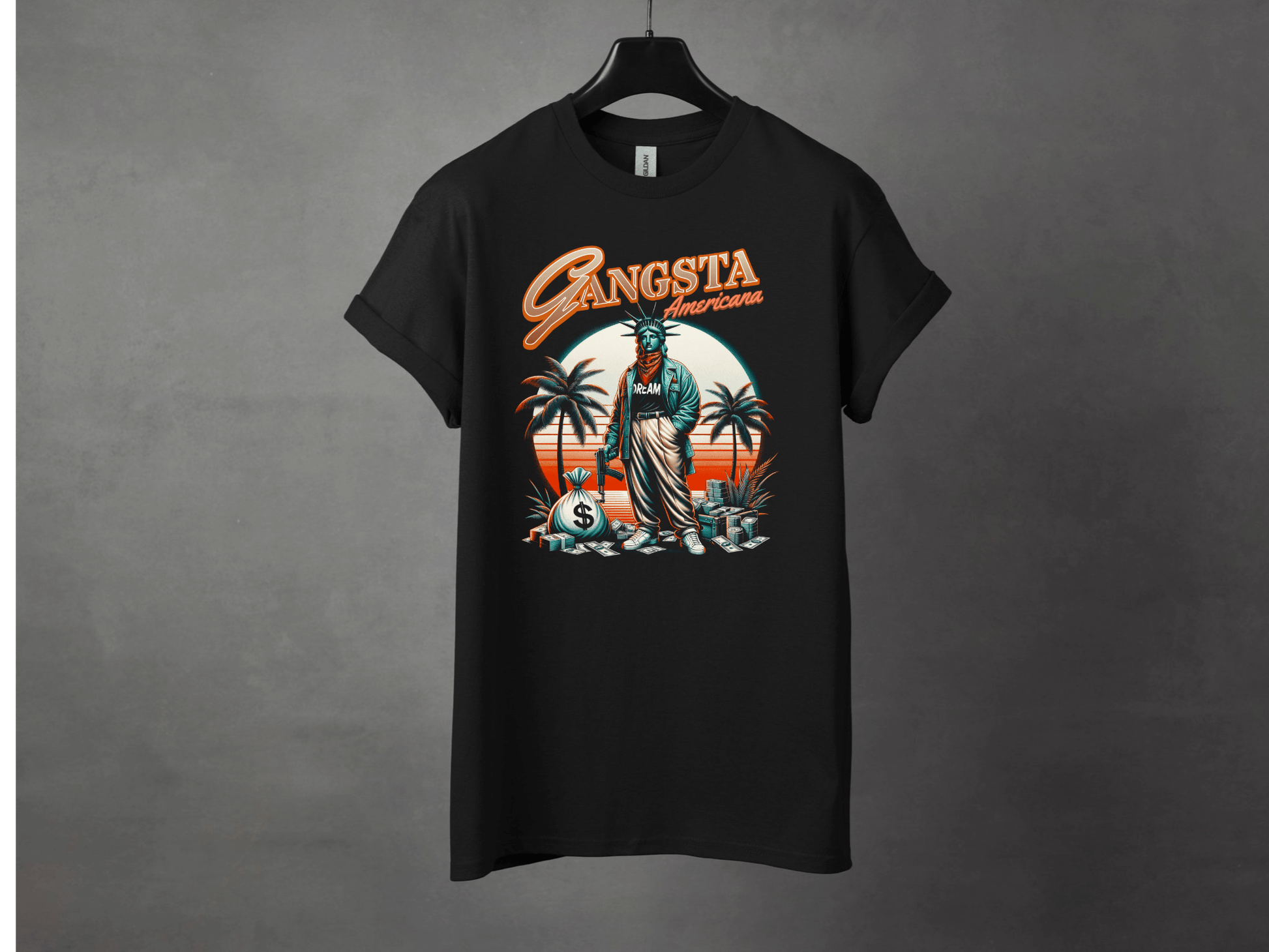 Gangsta Americana Premium Streetwear Tee - Asphalt Jungle Co