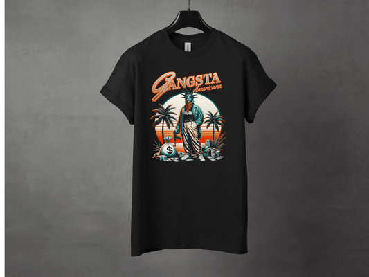 Gangsta Americana Premium Streetwear Tee - Asphalt Jungle Co