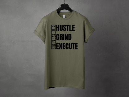 HUSTLE GRIND EXECUTE PREMIUM TEE - Asphalt Jungle Co