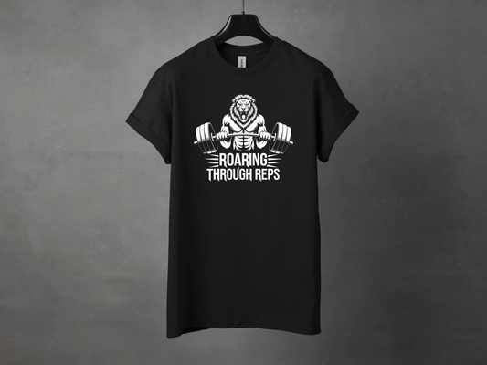 Roaring Through Reps Premium Gym Workout Tee - Asphalt Jungle Co
